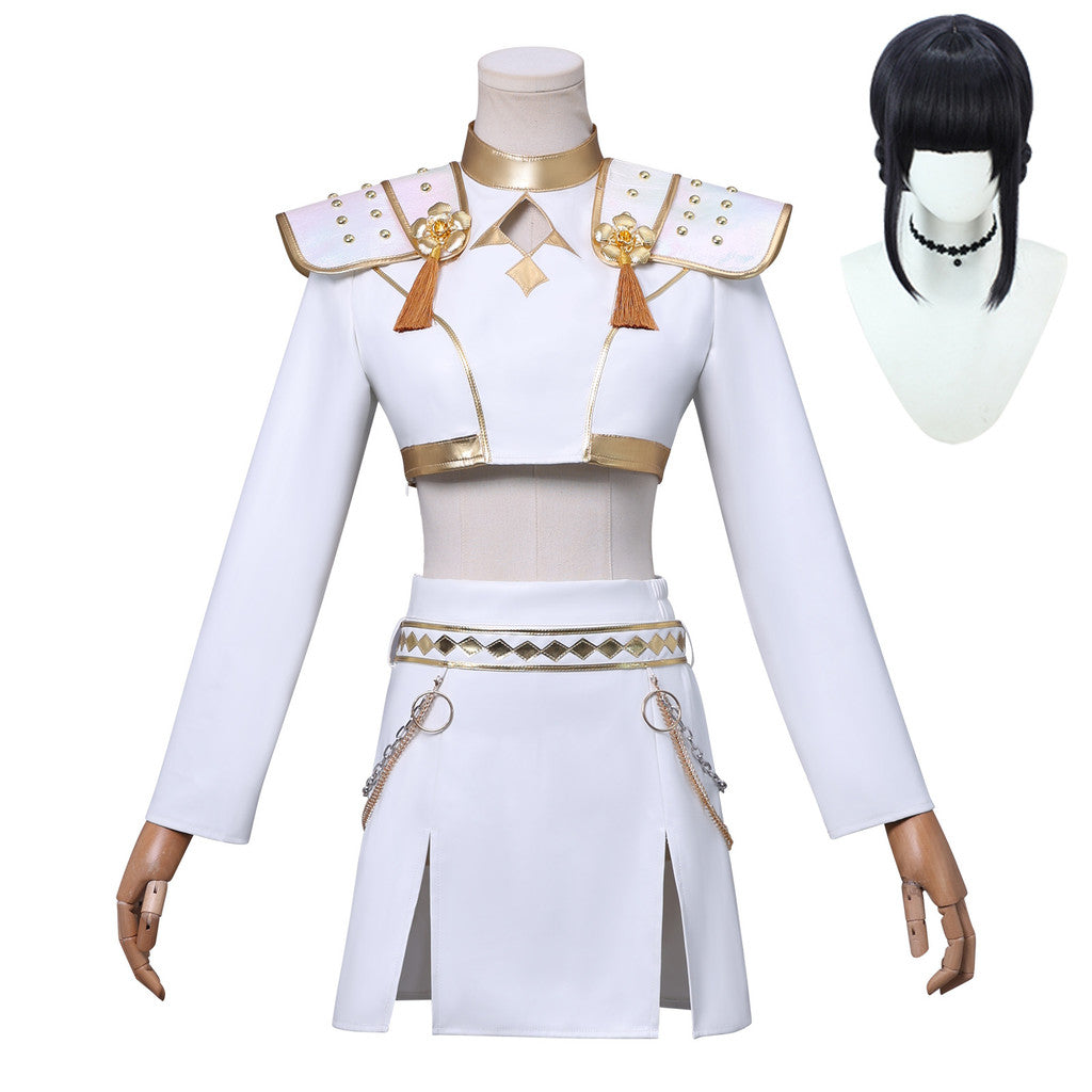 Cos Hunters Superstar Lumi Mira Zoe Cosplay Costume Anime KPop Demon Full Set Girl Group Suit Women Halloween Party Roleplay Mira White clothing cosplay