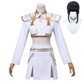 Cos Hunters Superstar Lumi Mira Zoe Cosplay Costume Anime KPop Demon Full Set Girl Group Suit Women Halloween Party Roleplay Mira White clothing cosplay