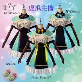 Lazulight Finana Elira Pomu Cosplay Costumes Vtuber Cosplay Dress Anime Clothing Halloween Party Uniforms