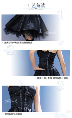 Wonderful Everyday Down the Rabbit-Hole Minakami Yuki cosplay costume Halloween sexy black dress socks necklace props uniform