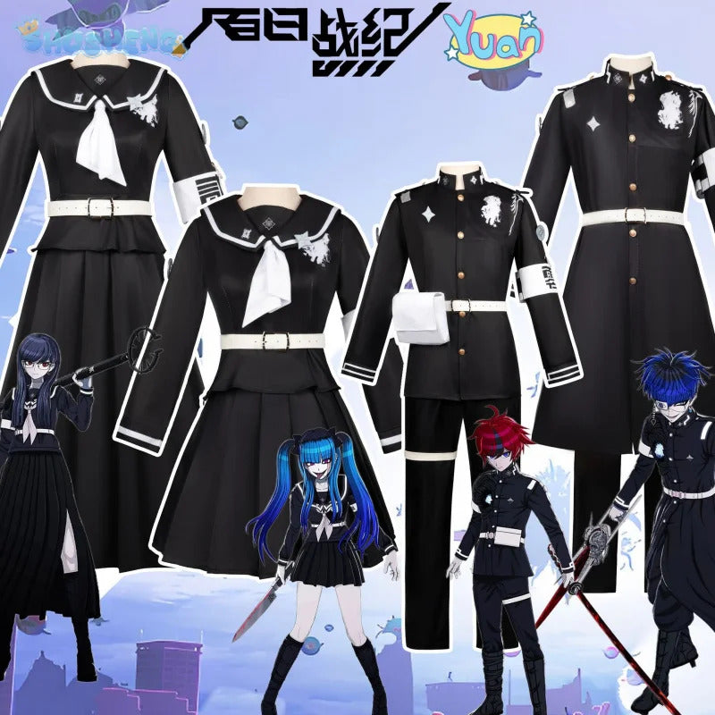 Amemiya Darumi Sizuhara Hiruko Sumino Takumi Omokage Yugamu The Hundred Line -Last Defense Academy cosplay Halloween costume set