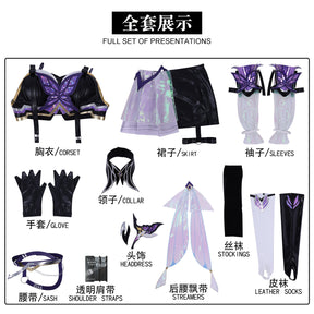 New Honor Of Kings A Ke Cosplay Costume Tops Skirt Sleeves Set For Game Party Custom Made