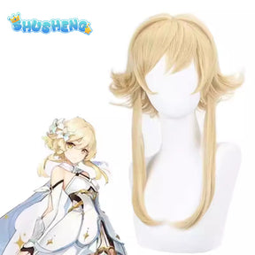 Game Genshin Impact Lumine Cosplay Costume Role Play Dress Hallowmas Party Wigs Animation Prop