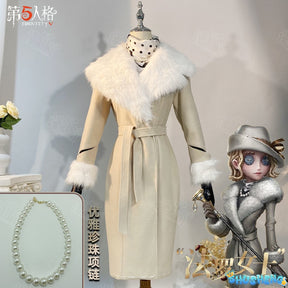 Evelyn Mora Cosplay Game Identity ⅤMs. Farrow Cosplay Costume Woman Coat Scarf Necklace Gloves Outfit Set for Women Clothing