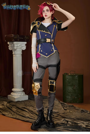 Vi heroine LOL Cosplay Arcane Season 2 costume Party Christmas Fashion Set and Accessories Props Men's and Women's Vi Uniform