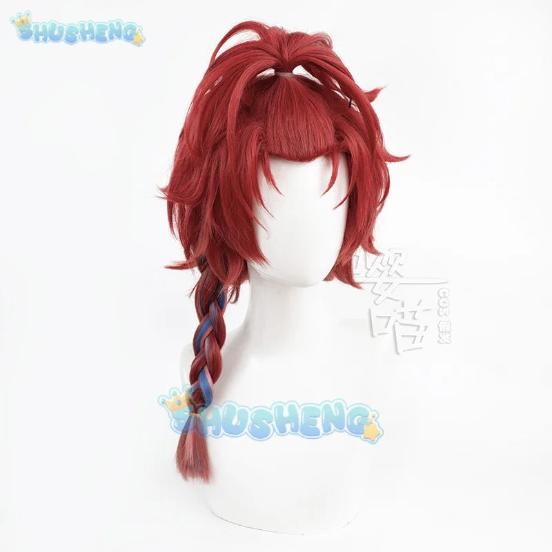 Game Wuthering Waves Chixia Cosplay Wig Red Long Hair Braids Junior Patroller Jinzhou Halloween Party Women Girls Accessory Prop