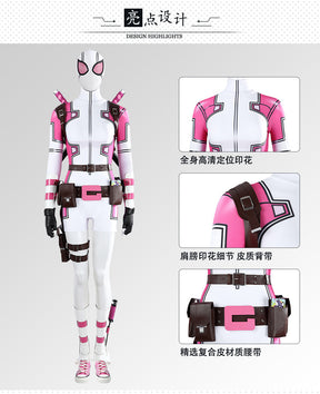 Hero Catcher High Quality Gwenpool Costume Pink Gwenpool Suit Spandex Suit Zentai Cosplay Costume Gwen Pool Costume