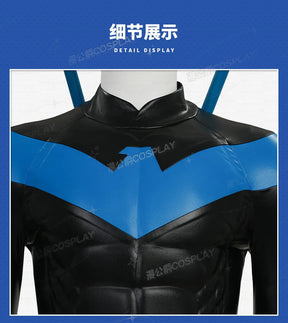 Shusheng-R Nightwing Dick Grayson Cosplay Costume 3D Jumpsuit Catsuit Zentai Man Halloween Party Bodysuit Shoes