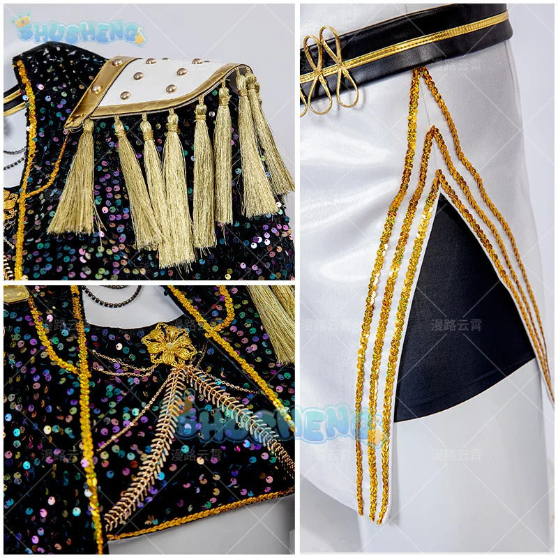 Anime KPop Demon Hunters Mira Cosplay Costume Black Gold Stage Outfit Huntrix Uniform Halloween Party Women Girls Carnival