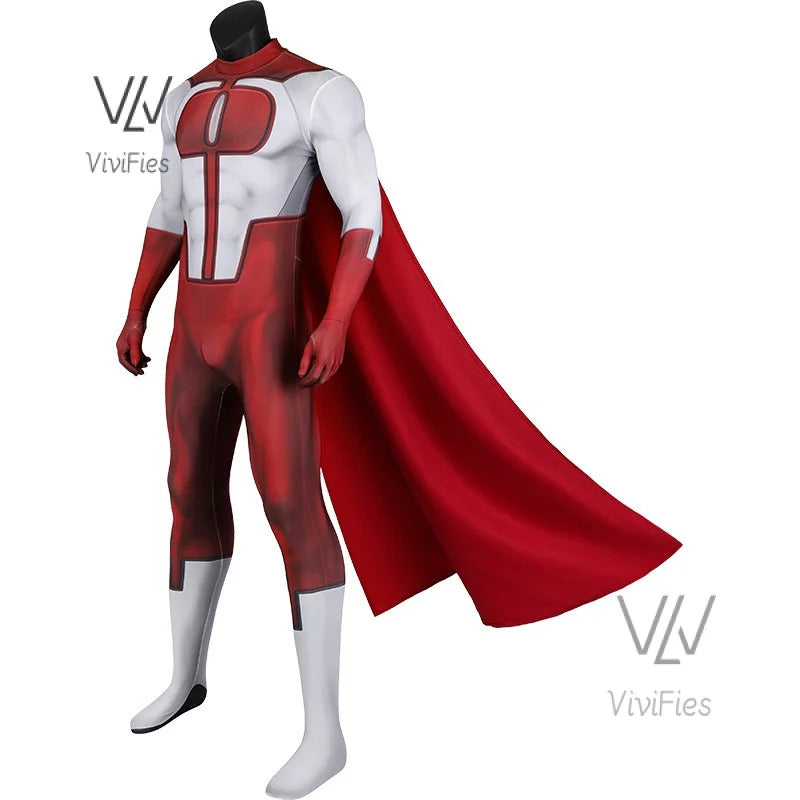 Halloween invincible cosplay jumpsuits Omni man costume superhero Nolan Grayson Zentai printing bodysuit with Cape