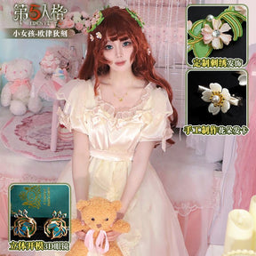 Eurydice Little Girl Cosplay Game Identity V Costume Girl Memory Alice Dress Headgear Wig Set Halloween Party Outfit Women