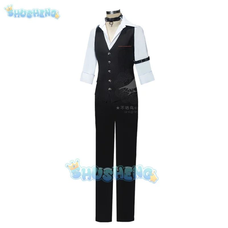 Game Love and Deepspace Sylus Cosplay Costume Wig Uniform Suit Vest Choker No Defense Zone Halloween Party for Women Men Props