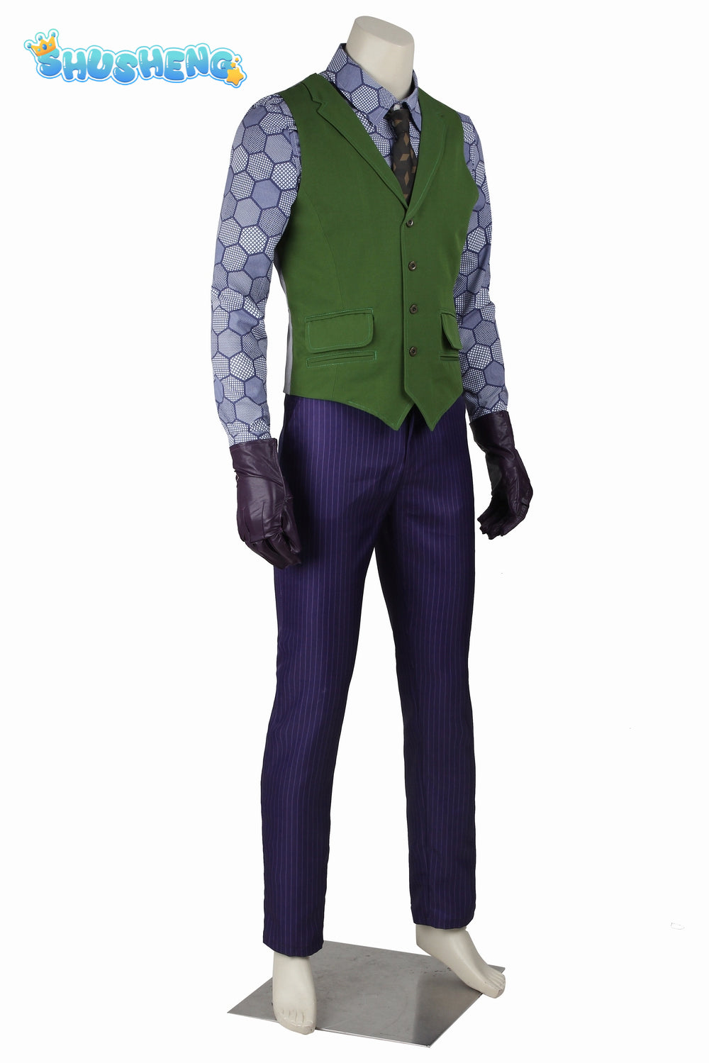 The Dark Knight  Joker Cosplay Purple Jacket Uniform for Adult Costumes Clown Heath Ledger Suit Dress Up Party