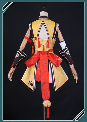 Xiangling Cosplay Game Genshin Impact Costume Wig for Cosplay Anime Halloween Head Chef Outfit Xiang Ling Full Set Include Dress
