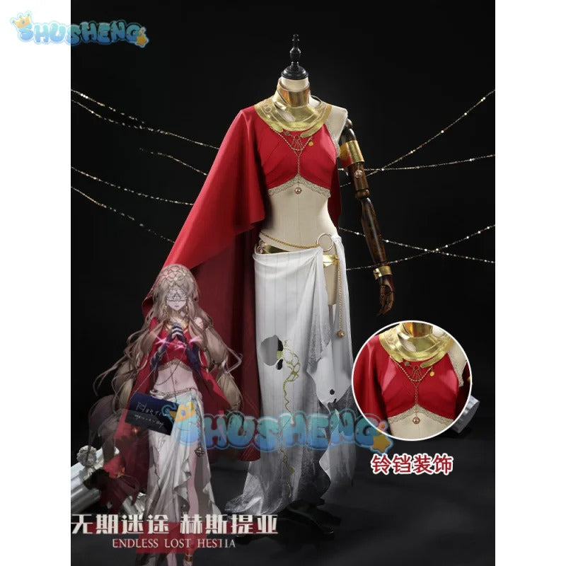 Game Path to Nowhere Hestia Cosplay Costume Cloak, armband, gloves, accessories and props Halloween party sexy Woman dress set