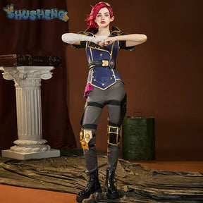 Vi heroine LOL Cosplay Arcane Season 2 costume Party Christmas Fashion Set and Accessories Props Men's and Women's Vi Uniform