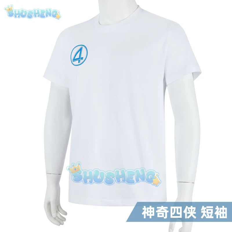 Fantastic Four Mr.Fantastic Invisible Woman Human Torch The Thing Cosplay Costume White Short Sleeve Uniform Halloween Carnival