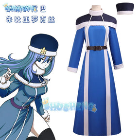 Anime Fairy Tail 100 years Hunt Juvia locser cosplay costume wig dress uniform hat shawl stickers Halloween party for women