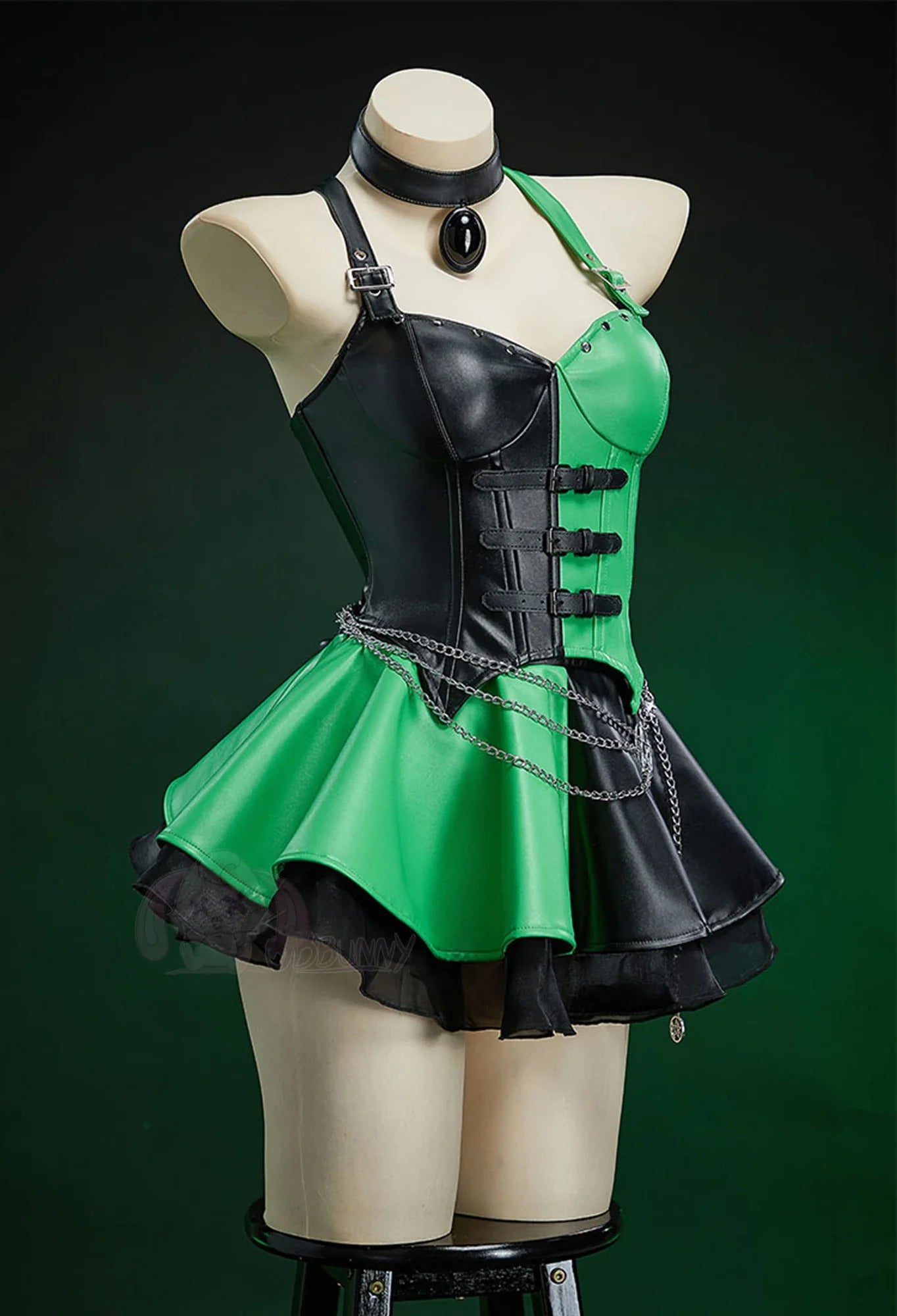 Shego Cosplay Kim Anime Costume Possible Leather top skirt necklace prop set Halloween women's sexy fantasy Shego uniform