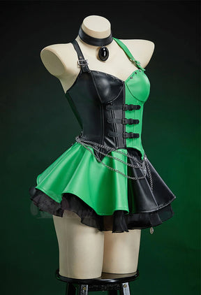 Shego Cosplay Kim Anime Costume Possible Leather top skirt necklace prop set Halloween women's sexy fantasy Shego uniform