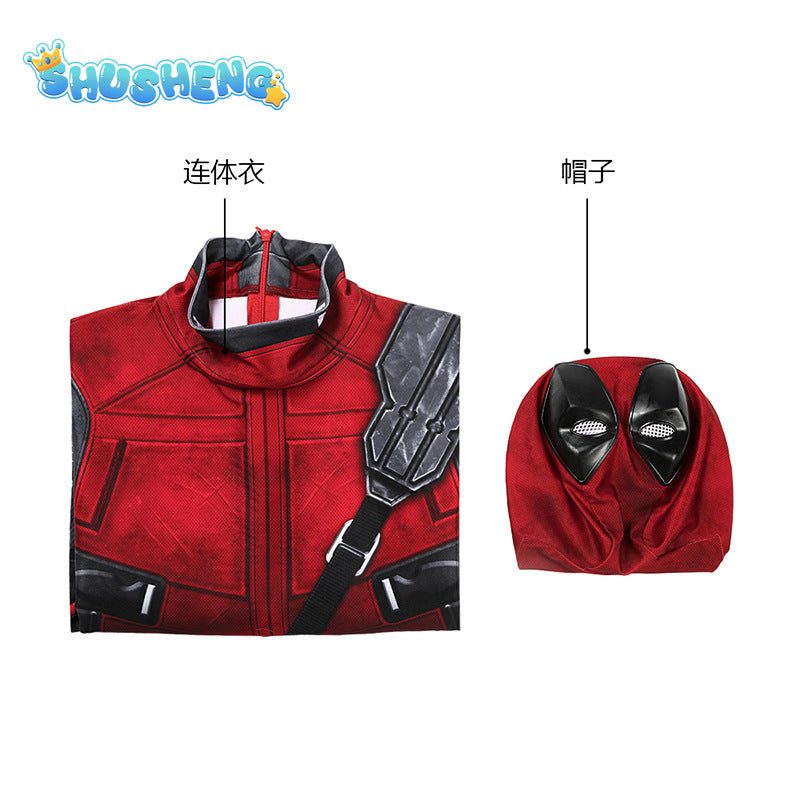 Movie Deadpooling Wolverineng Wade Winston Wilson Red Leather Jumpsuit Belt Bodysuit Movie Cos Halloween Party Roleplay Outfits