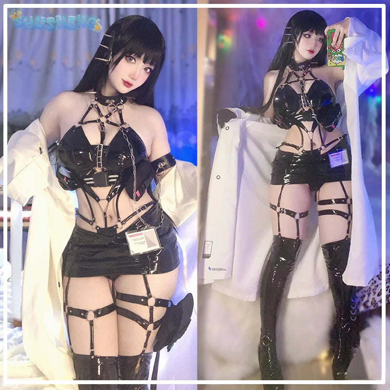 NIKKE：The Goddess of Victory Mihara Cosplay Costume Halloween Carnival Tie up black sexy jumpsuit accessories props uniform set