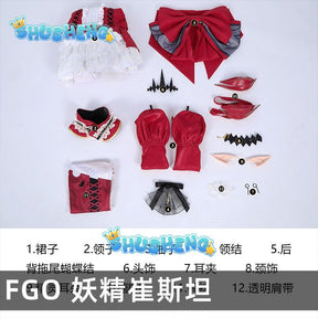 FGO Tristan Cosplay Costume The Demon Knight Red Formal Dress Unisex Activity Party Role Play Clothing