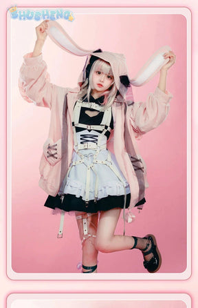 Yumber vtuber makaino ririmu cosplay costumes women cute party suit pink coat dress Halloween carnival uniform custom made