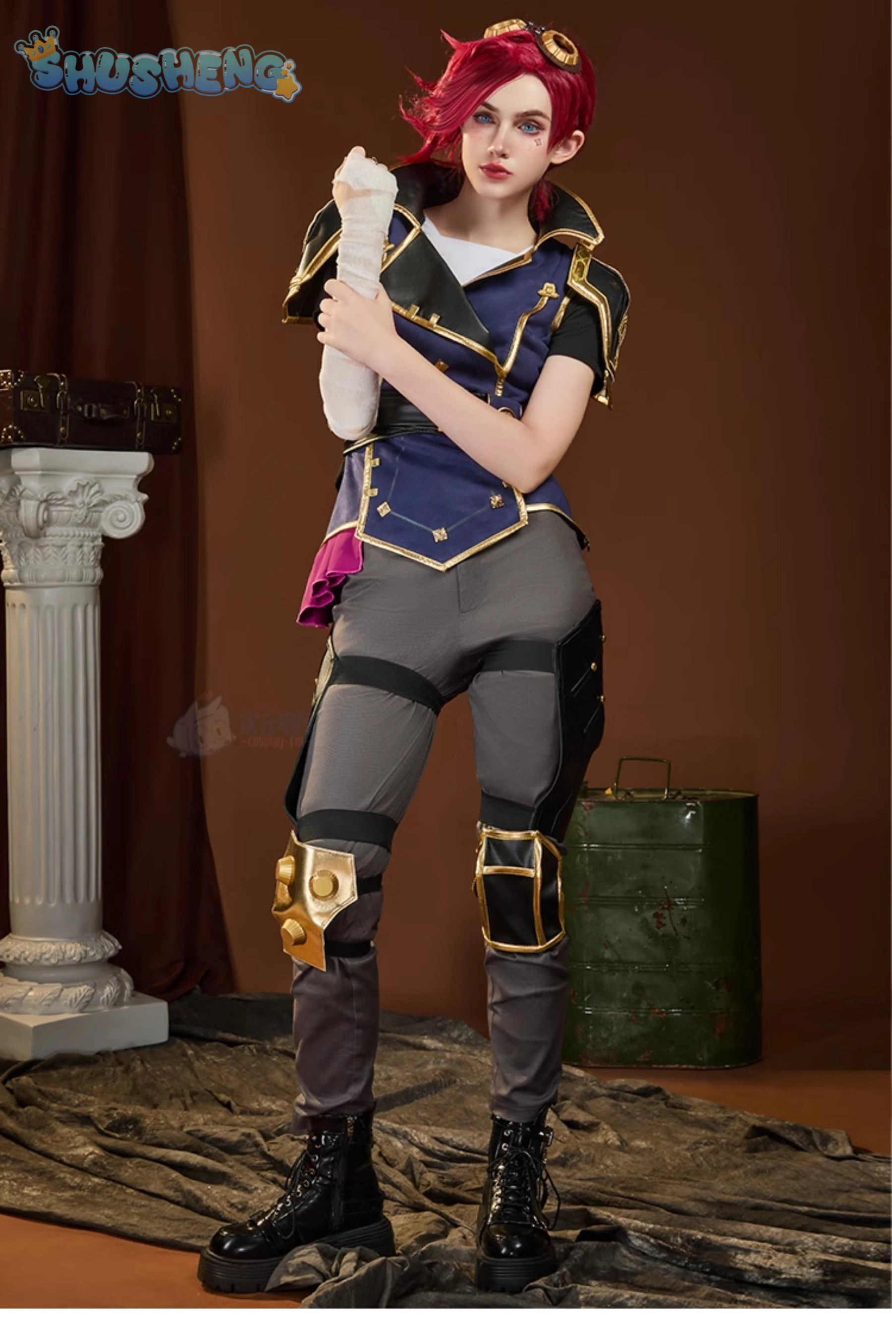 Vi heroine LOL Cosplay Arcane Season 2 costume Party Christmas Fashion Set and Accessories Props Men's and Women's Vi Uniform
