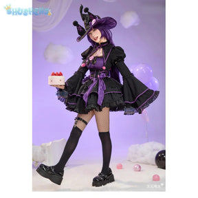 Anime Kuromi Cosplay The little witch Costume Halloween Carnival Sweet Lolita Dress Hat Accessories Socks Prop Kuromi Gothic Set