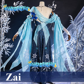 Naraka Bladepoint Zai Cosplay Costume for Women Game Anim Elegant Dress Outfit Halloween Winter God Xuanming Role Play Outfit