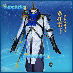 Game Genshin Impact II Dottore Costume The Doctor Cosplay Costume for Halloween Christmas Party Masquerade Anime Wig Shoes