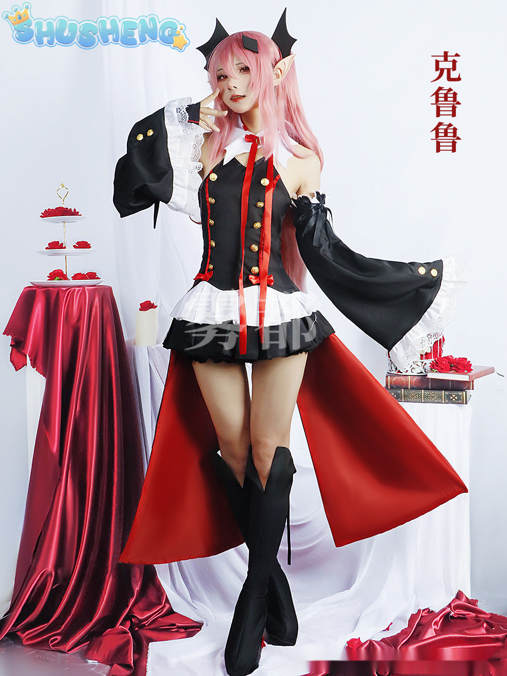 Krul Tepes Cosplay Seraph of The End Seraph of The End Vampire Uniform Wig Dress Headwear Cos Halloween Party Carnival Party Set