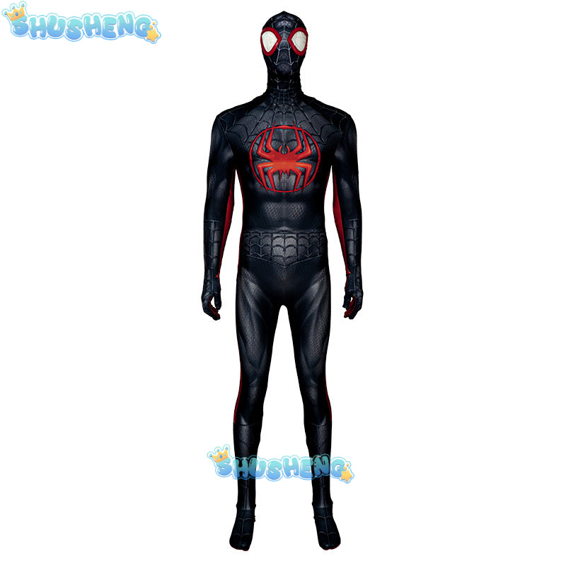 Superhero Miles Morales Cosplay Costume Jumpsuits Halloween Adult Kids Bodysuit Coat Party