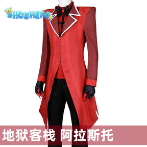 Anime Hazbin Cosplay Hotel Alastor Cosplay Costume Red Uniform Radio Demon Role Play Halloween Carnival Party Outfit