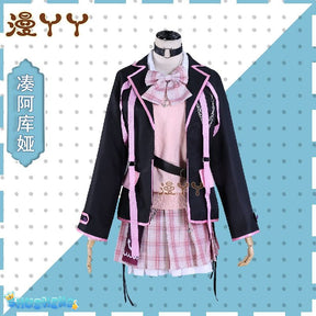 Anime Virtual YouTuber VTuber Minato Aqua Cosplay Costume Hololive Girls Aqua JK Pink School Uniform Cute Bowknot Halloween Suit