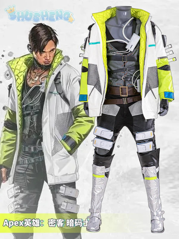 New Game Apex Legends Crypto Tae Joon Park Cosplay Costume Shoes, knee pads, props, Halloween party men's set complete set