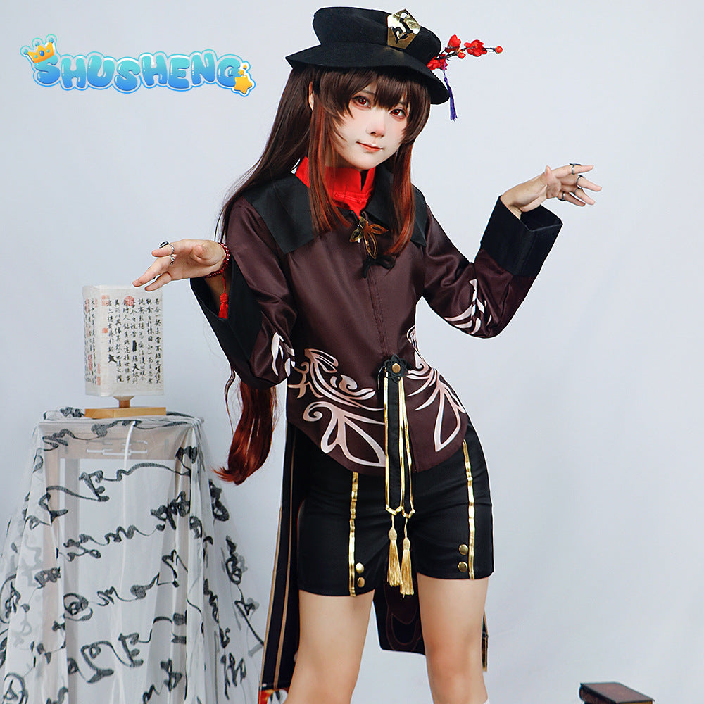 Game Genshin Impact Hutao Cosplay Costume Uniform Wig Cosplay Anime Game Hu Tao Chinese Style Halloween Costumes For Women Anime