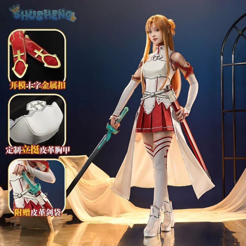 Yuuki Asuna Cosplay Anime Sword Art Online Yūki Asuna Cosplay Costume Woman Roleplay Halloween Uniforms Sets Wig Shoes Dress