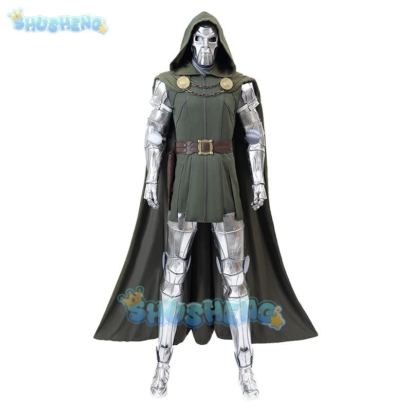 Doctor Doom Cosplay Costume Vest Jumpsuit cloak Mask Helmet Outfit Full set and Individual items Are Sold Halloween Suit Custom