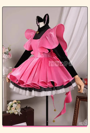 Shusheng-R Kinomoto Sakura Cosplay Costume Anime Card Captor Sakura DUDU-R Women Halloween Cute Black Pink Dress THE THUNDER Ears Tail