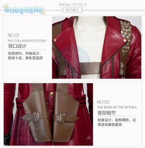 Game DMC 3 Dante Cosplay Costume Coat, gloves, waist bag, belt, Halloween party night red leather suitable uniform Dante Man set