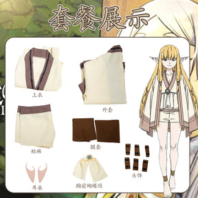 Frieren: Beyond Journey's End Serie Cosplay Costume Set Dress Blonde Elf Ears Anime Manga Costumized Outfit for Women