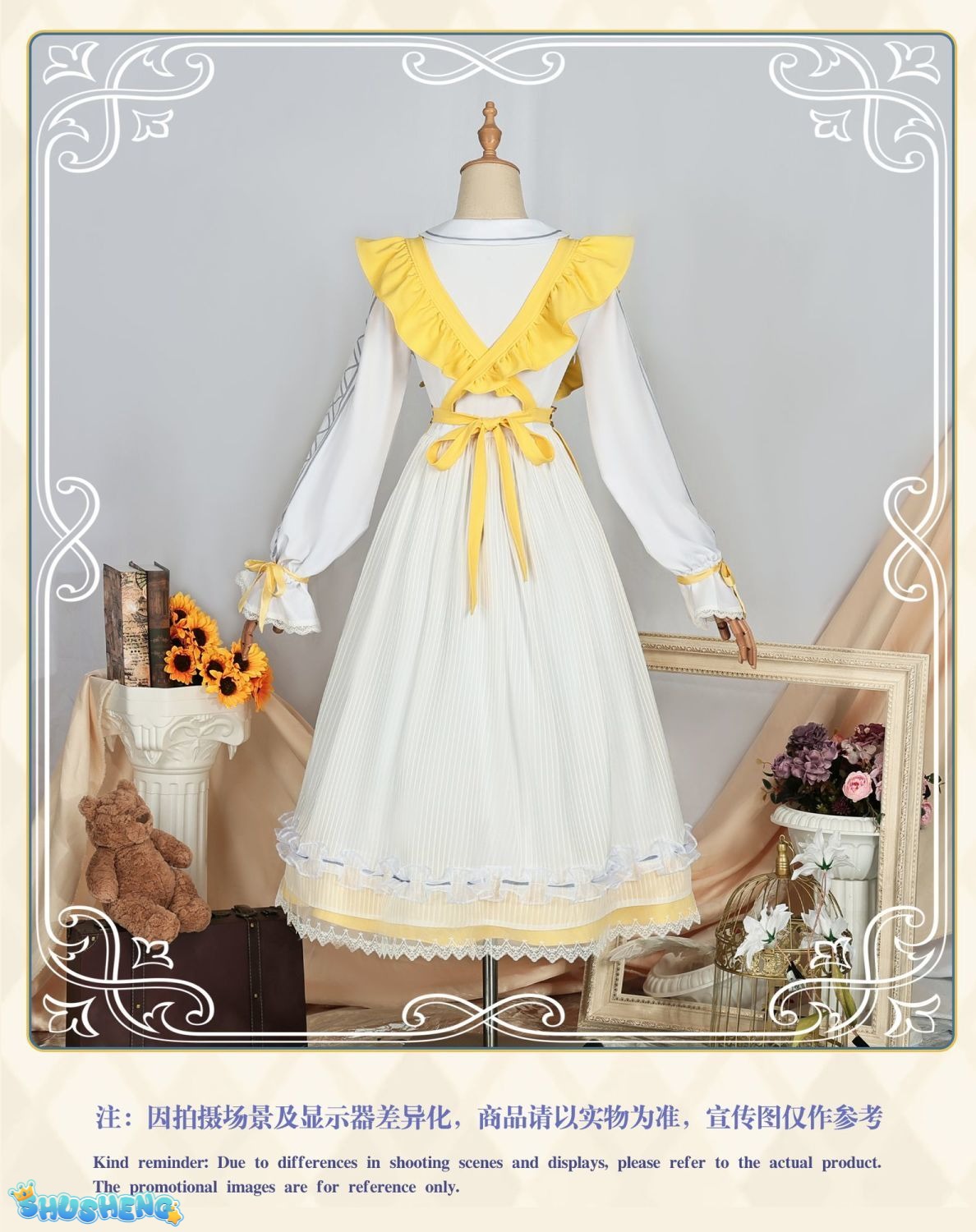 Anime Game Identity V Cosplay Anne Lester Toy Merchant Costume Shimmer Wig Yellow Dress Lolita Girls Halloween Suit Customized