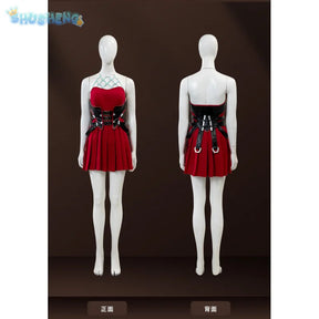 Psylocke Cosplay Rivals Red Ghost Hunter Costume Hat shoes suspender dress gloves socks prop set Halloween women fantasy uniform