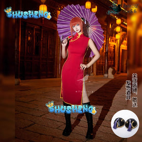 Gintama Soul Kagura Cosplay Costume Women Men Japanese Anime Kagura Chinese Dress Cosplay Kungfu Wear Cheongsam Outfits