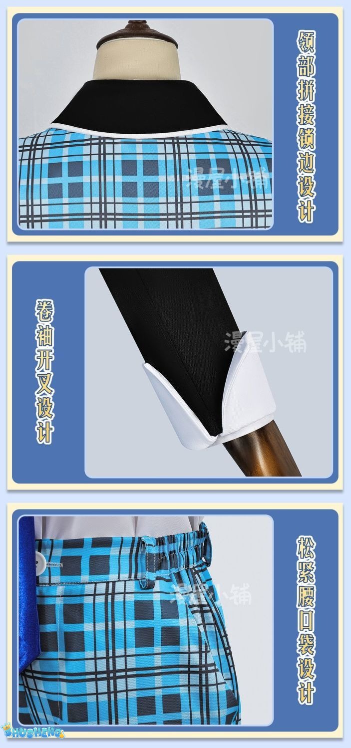 Hotori Tadase Cosplay Anime Shugo Chara! Costume Shawl Blue School Uniform Pant Suit Shirt Shorts Tie Roleplay Suits