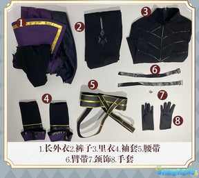 Kagenou Cid Cosplay Costume Anime The Eminence In Shadow Minoru Kageno Black Uniform Shadow Garden Cloak Belt Gloves Outfit