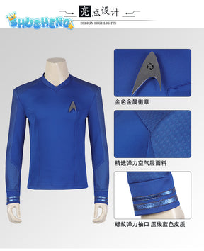 Movie Strange New Worlds Spock Pike Cosplay Costume Outfit Uniform Badge Adult Men Halloween Carnival Suit