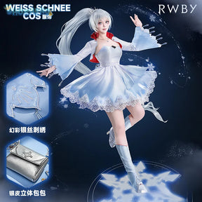 Shusheng-R RWBY Weiss Schnee Ice queen Cosplay Ruby Costume Coat strapless dress bag crown cummerbund set Halloween sweet Woman uniform